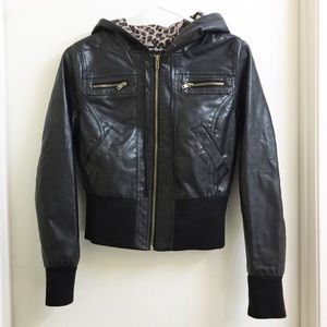 Ambience Leather Jacket - Leopard Print Inside